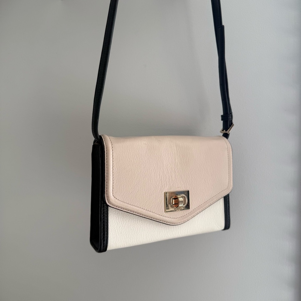 Kate Spade Pink & Cream Nikki Walter Place Crossbody Bag With Pebble Leather